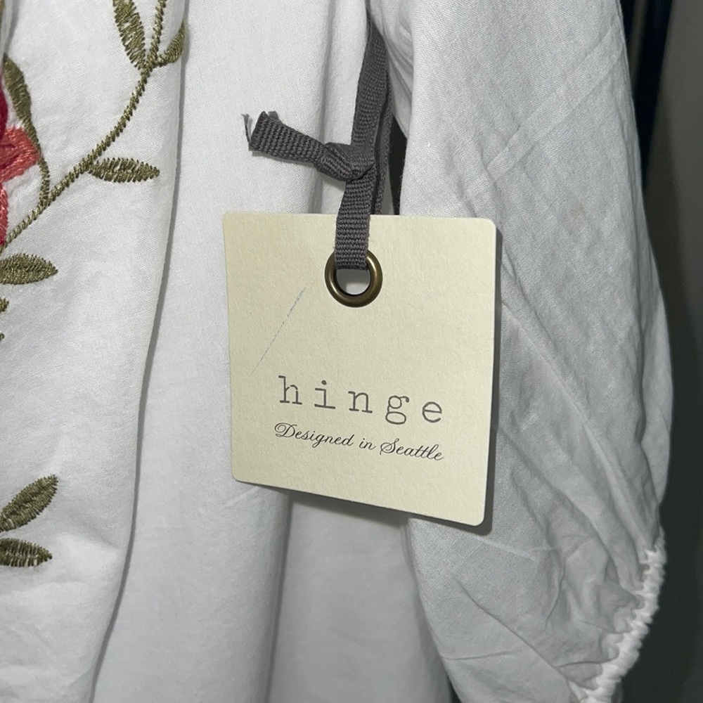 Hinge Sheath Embroidered White Dress Size Medium NWT - Picture 14 of 16